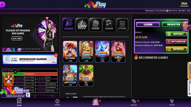 PlayAUD Casino casino screenshot